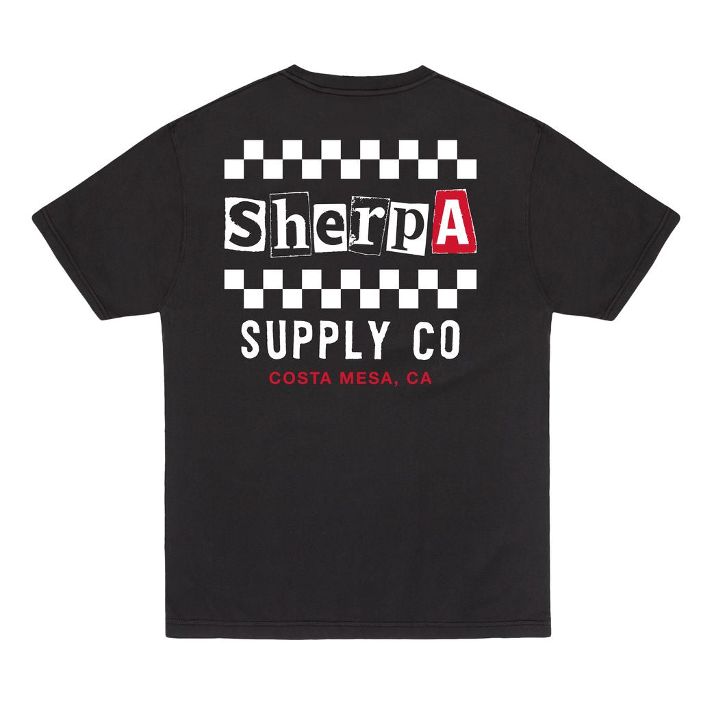 Sherpa Checkered T Shirt - Black