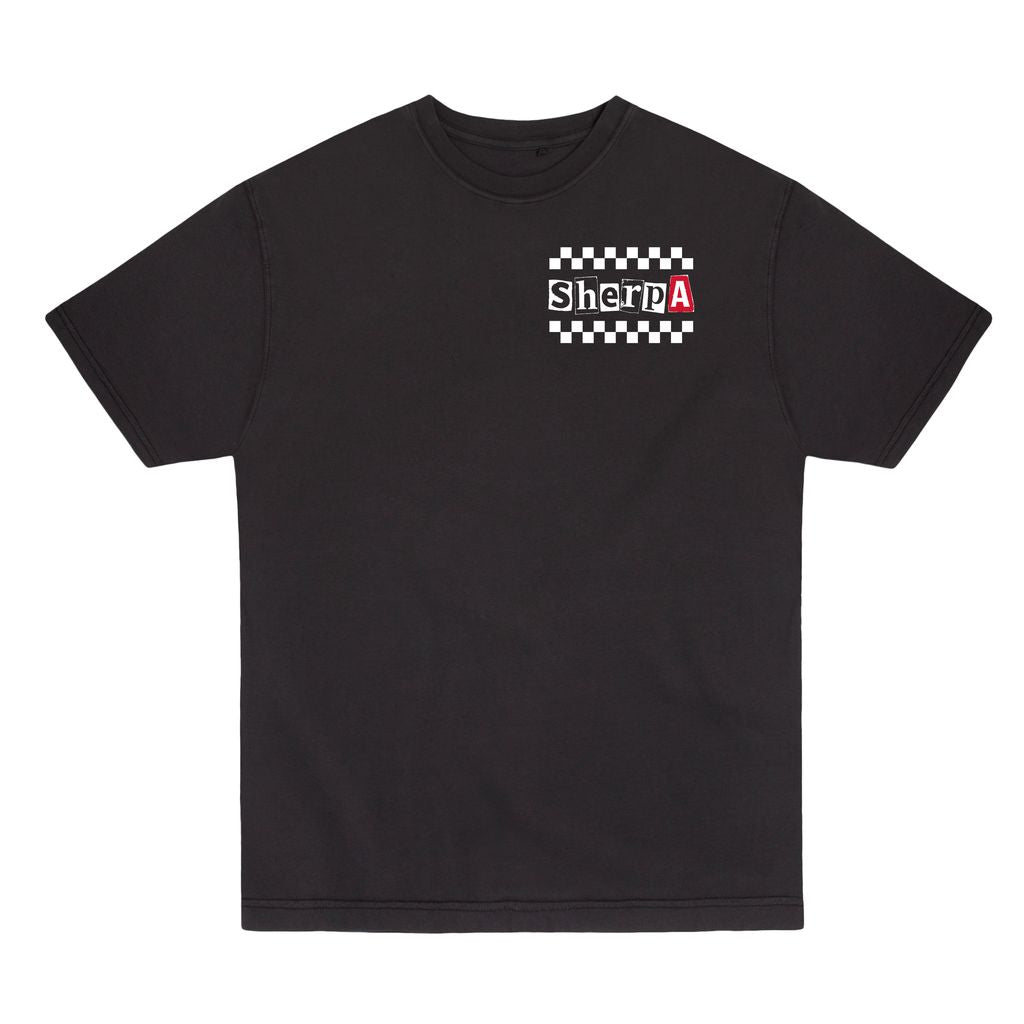 Sherpa Checkered T Shirt - Black