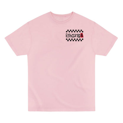 Sherpa Checkered T Shirt - Pink