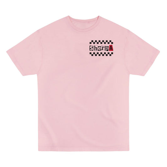 Sherpa Checkered T Shirt - Pink