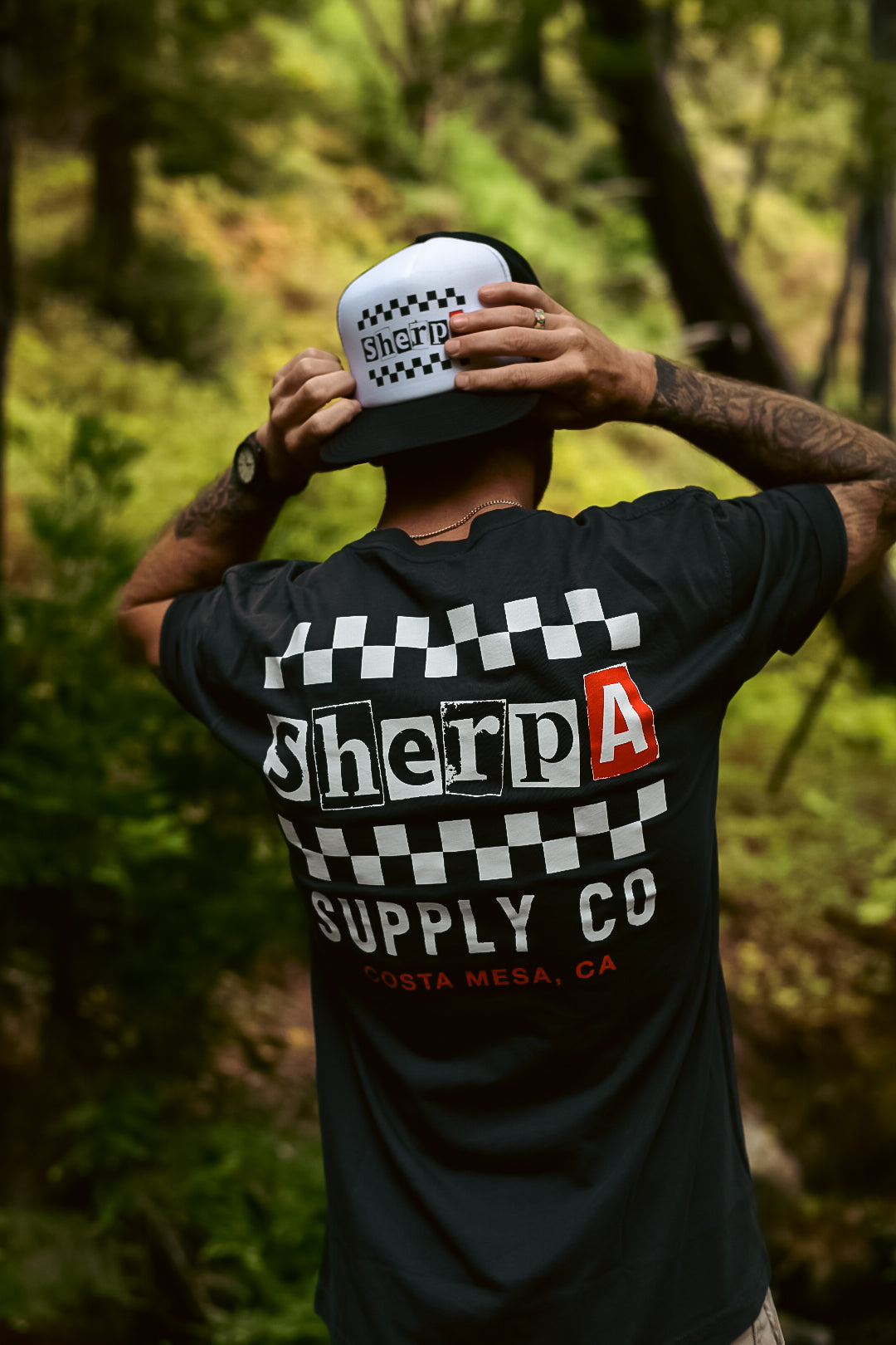 Sherpa Checkered T Shirt - Black