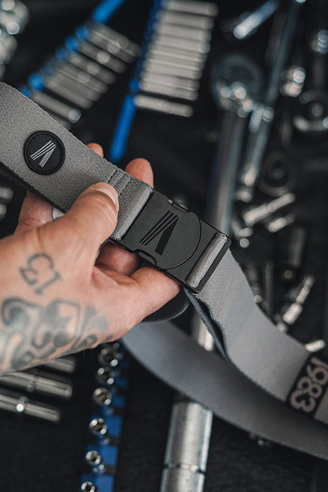 ash grey adjustable activewear belt Sherpa Supply Co.