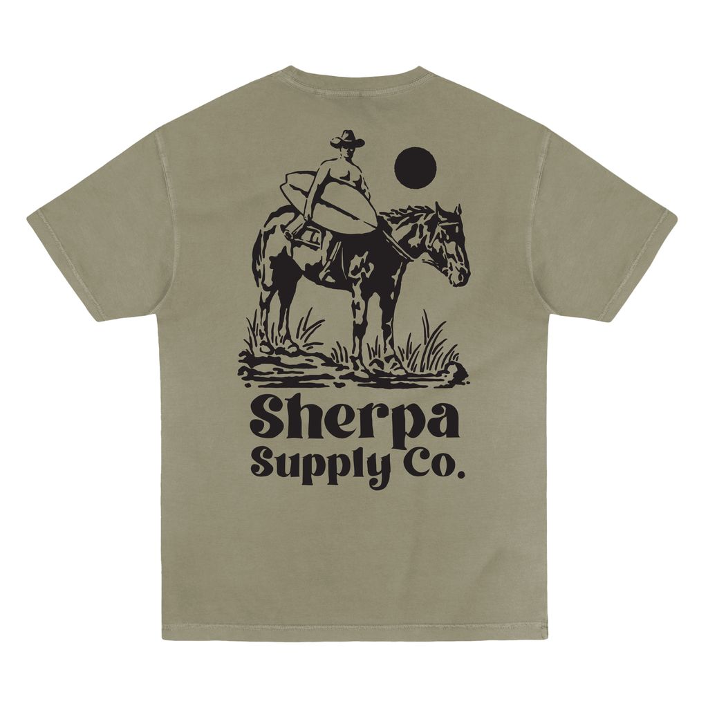 Sherpa Surfing Cowboy T Shirt -Bay Leaf
